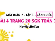 Giải bài 4 trang 20 Toán 7 Tập 1 SGK Cánh Diều
